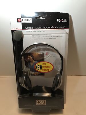 Labtec C-322 Black Headband Headsets NEW NOISE CANCELING NCAT Amplifying Techno￼