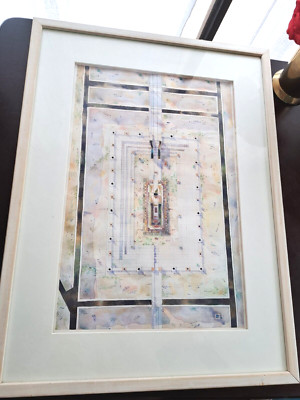 Abstract Geometric Architectural Rendering Watercolor Tree Stoka 1990 27.5 x 21''