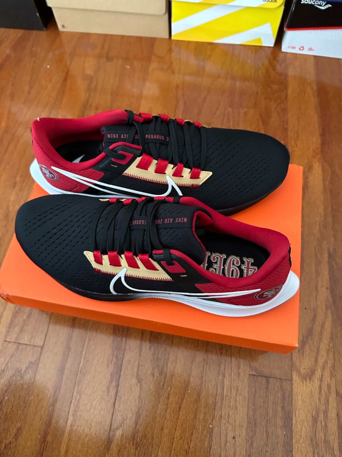 NEW SF 49ers Nike NFL Air Zoom Pegasus 38 Men's Running Shoes Sneaker US size 10