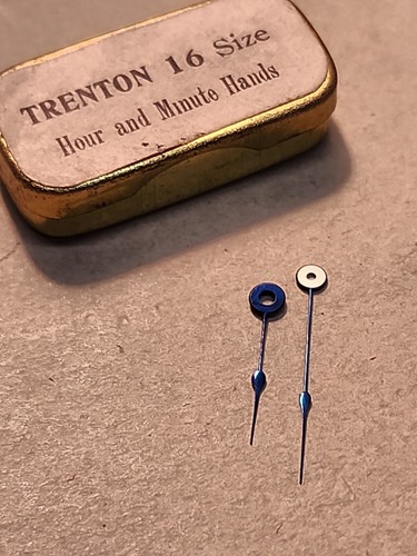Set Of NOS Trenton 16s Blue Spade Hour/Minute Hands-140/85 Hole Sizes