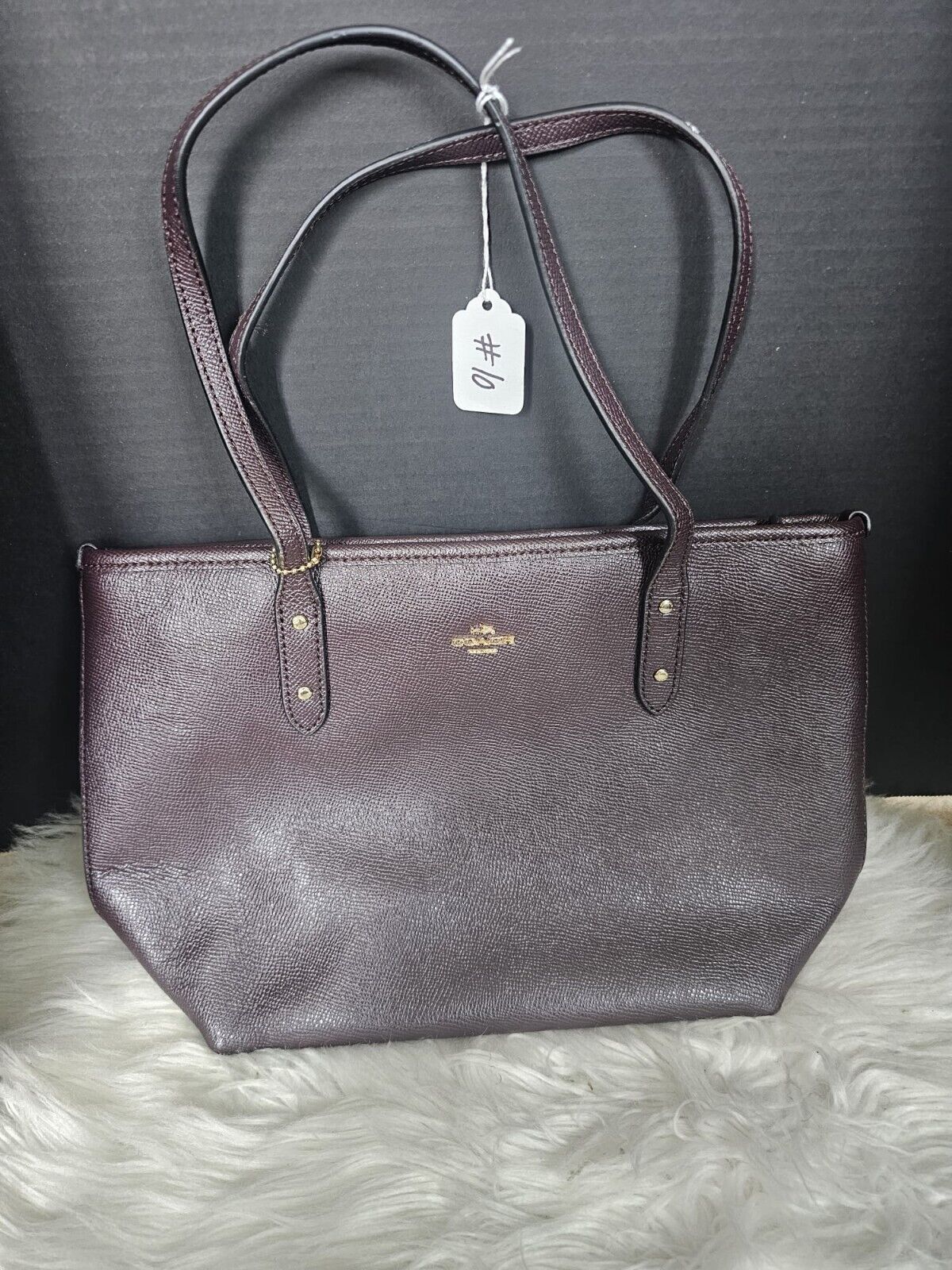 Coach F22967 Mini City Zip Tote Bag Womens Oxblood Leather Coach F22967 Mini City Zip Tote Bag Womens Oxblood Leather
