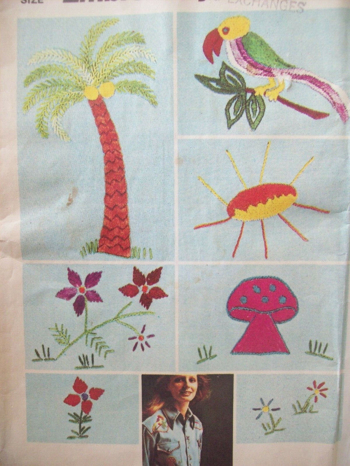 Transfer Pattern Embroidery Vintage Simplicity Pattern 6198 circa 1970s NOS