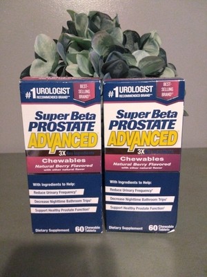 (2)~Super Beta prostate Advanced Supplement 60 Berry Flavor Chewablese. 08/2024