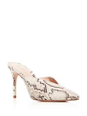 

Женские бежевые кожаные шлепанцы SCHUTZ со змеиным принтом и V-образным вырезом Charla Stiletto, Бежевый, S0309400790013