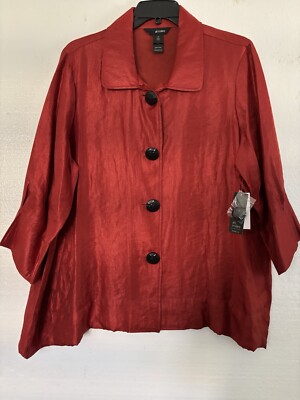 Ali Miles Shimmery Button Front Tunic Top Spice Red Size 2X NWT $84
