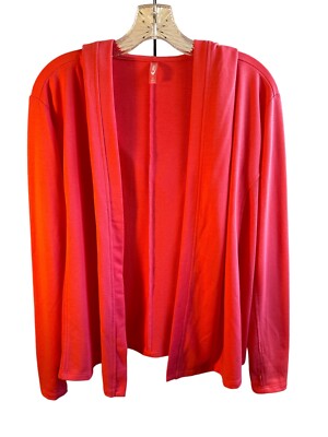 Mita Open Front Drape Lightweight Hooded Cardigan Womens Size SMALL Bright Coral
