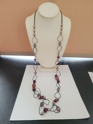 NWOT Premier Designs Jewelry RHAPSODY 48'' Hematite Plated Beaded Necklace