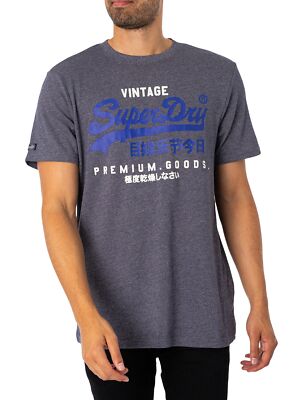 

Мужская футболка Superdry Classic Vintage Logo Heritage, синяя, Синий, M1011747A-4AY