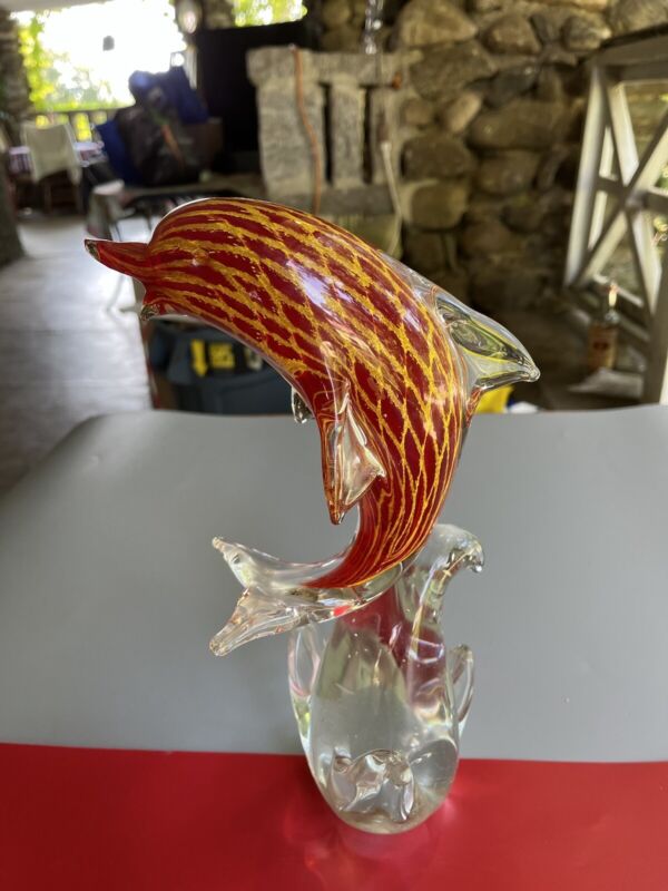 Vintage Murano Italian Art Glass Dolphin Sculpture Figure ~ 9