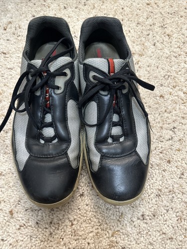 【関税&送料込】Prada Black Fabric And Leather America S Cup Black Patent leather and technical fabric Prada America's