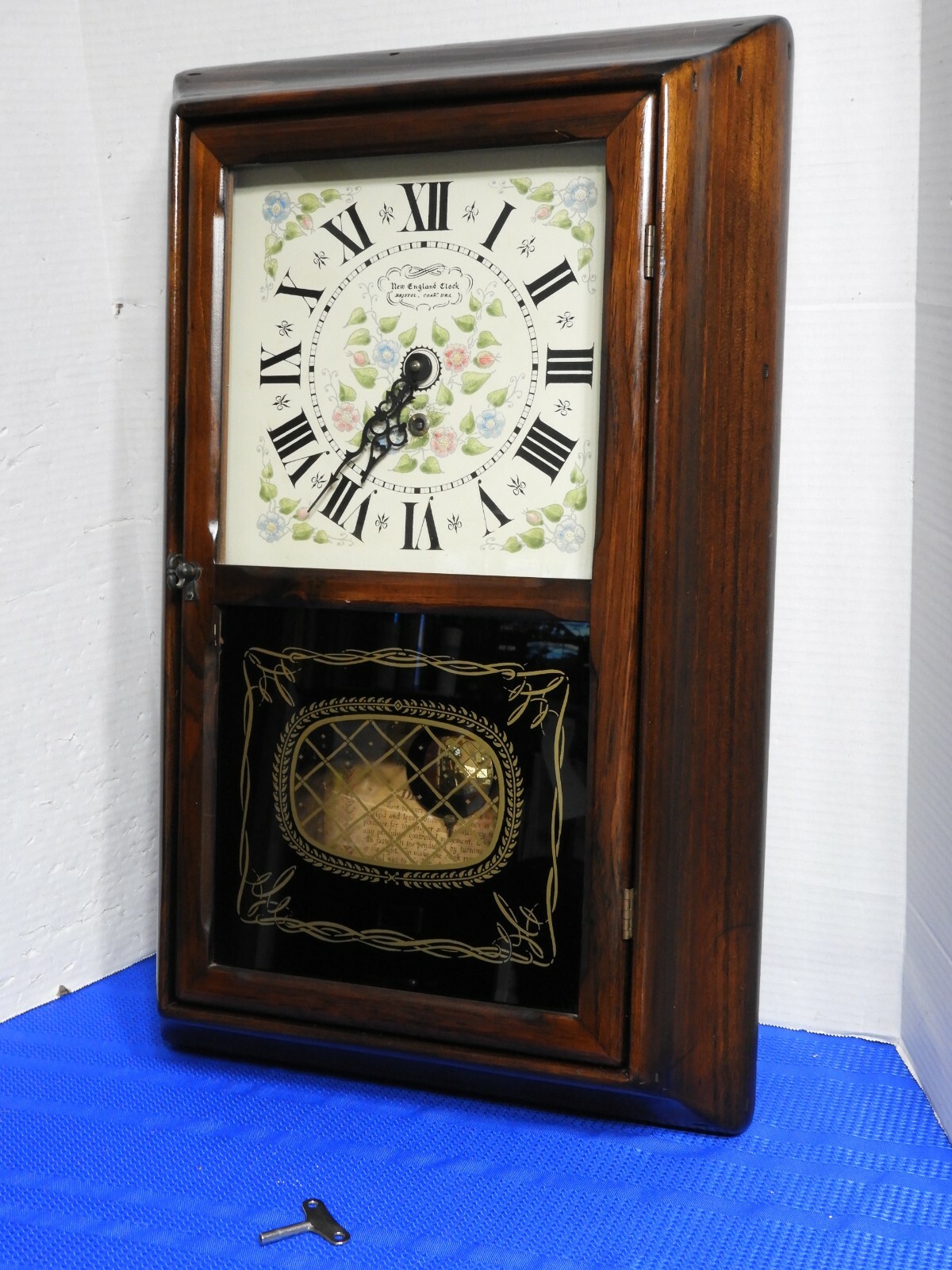New England Clock Company Eight Day Spring Wound Pendulum Clock Eight