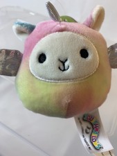 Squishmallows Lucy-May Rainbow Tie Dyed Llama Pegacorn Clip On 3.5
