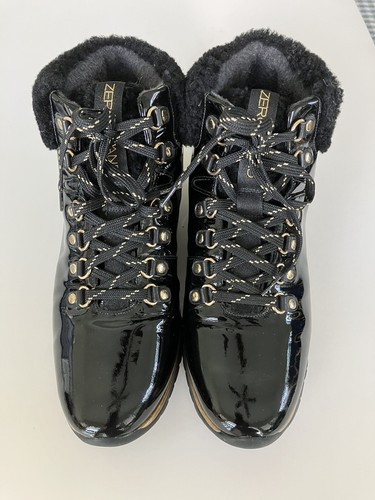 Cole Haan Women's Zerogrand Black Patent Leather Hiker Boots