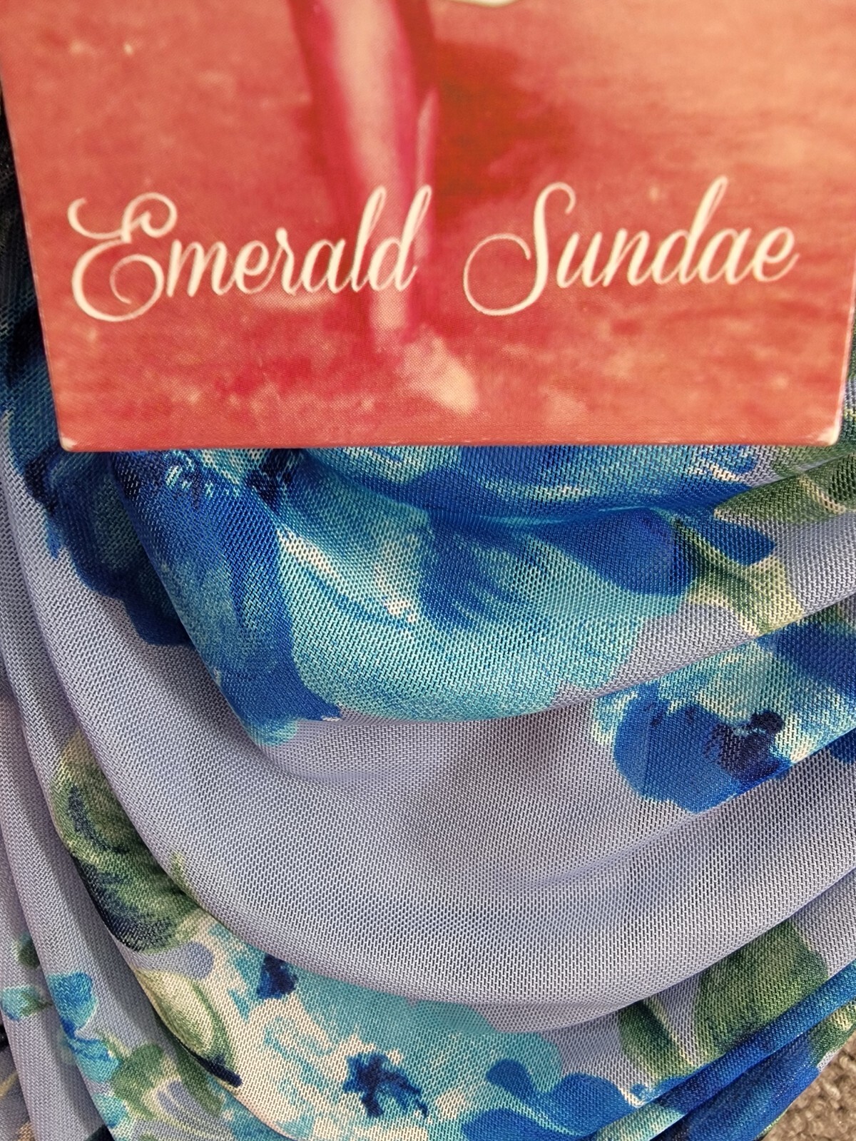 Emerald Sundae Floral Ruched Mesh Tank Dress Juniors' XS Blue Multi Pullover - Picture 14 of 15