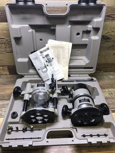 Porter Cable Heavy Duty Router 6902 w/Base 1001 Plunge 6931 Guide And Bits