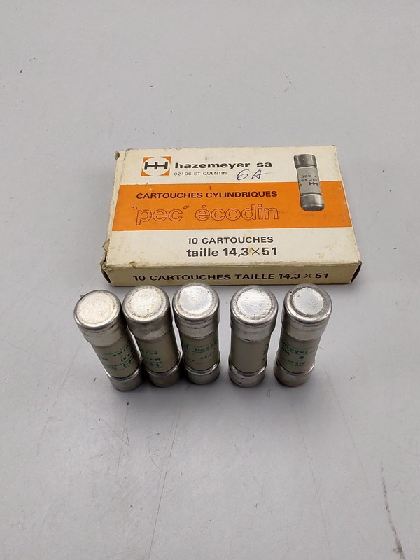 Set Of 5x Hazemeyer C63210 Fuse 14,3x51
