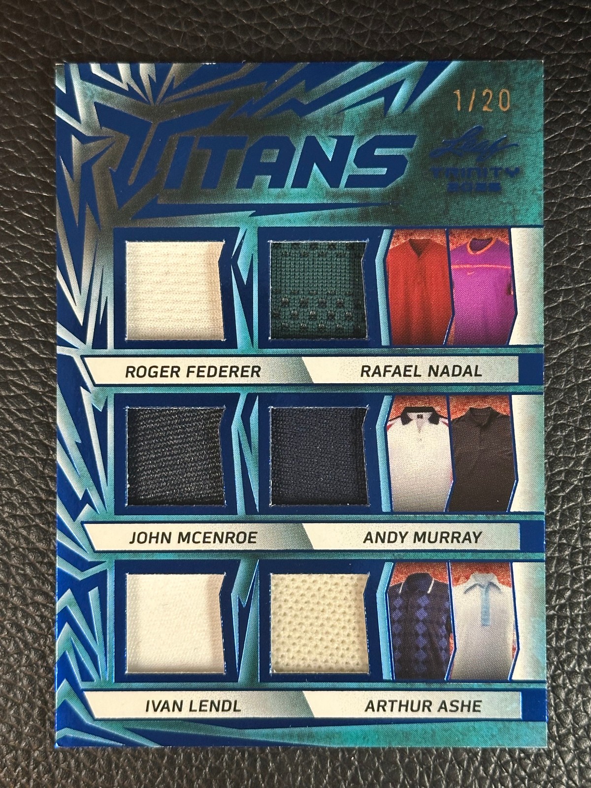 2025 Leaf Trinity Titans Blue Roger Federer Rafael Nadal Andy Murray 1/20 Jersey