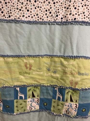 Adorable warm Handmade Flannel Baby Boy Rag Blanket crib/toddler size