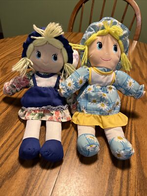 Lot Of 2 Different Vintage Homemade Plush Girl Dolls SEE PICS!!