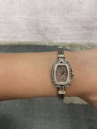 Pre-owned Le Vian Levian Stainless Steel H-i Si2 Chocolate Diamond 1.26 Cts Bangle Watch