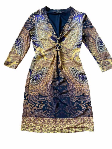 179 Roberto Cavalli Long Sleeve Dress Baroque Asian Ethnic