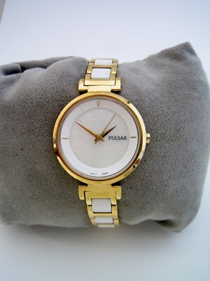 PULSAR WATCH BY SEIKO WOMENS VJ21-X095 GOLD STAINLESS STEEL BRACELET GENUINE