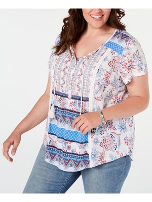 

STYLE - COMPANY Женский белый топ с пуговицами Hi-Lo Top Petites