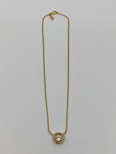 ★VINTAGE HOLLYWOOD★送料込★韓国★人気 Square Coin Necklace Vintage KJL Kenneth J. Lane Rhinestone Slide Gold Tone