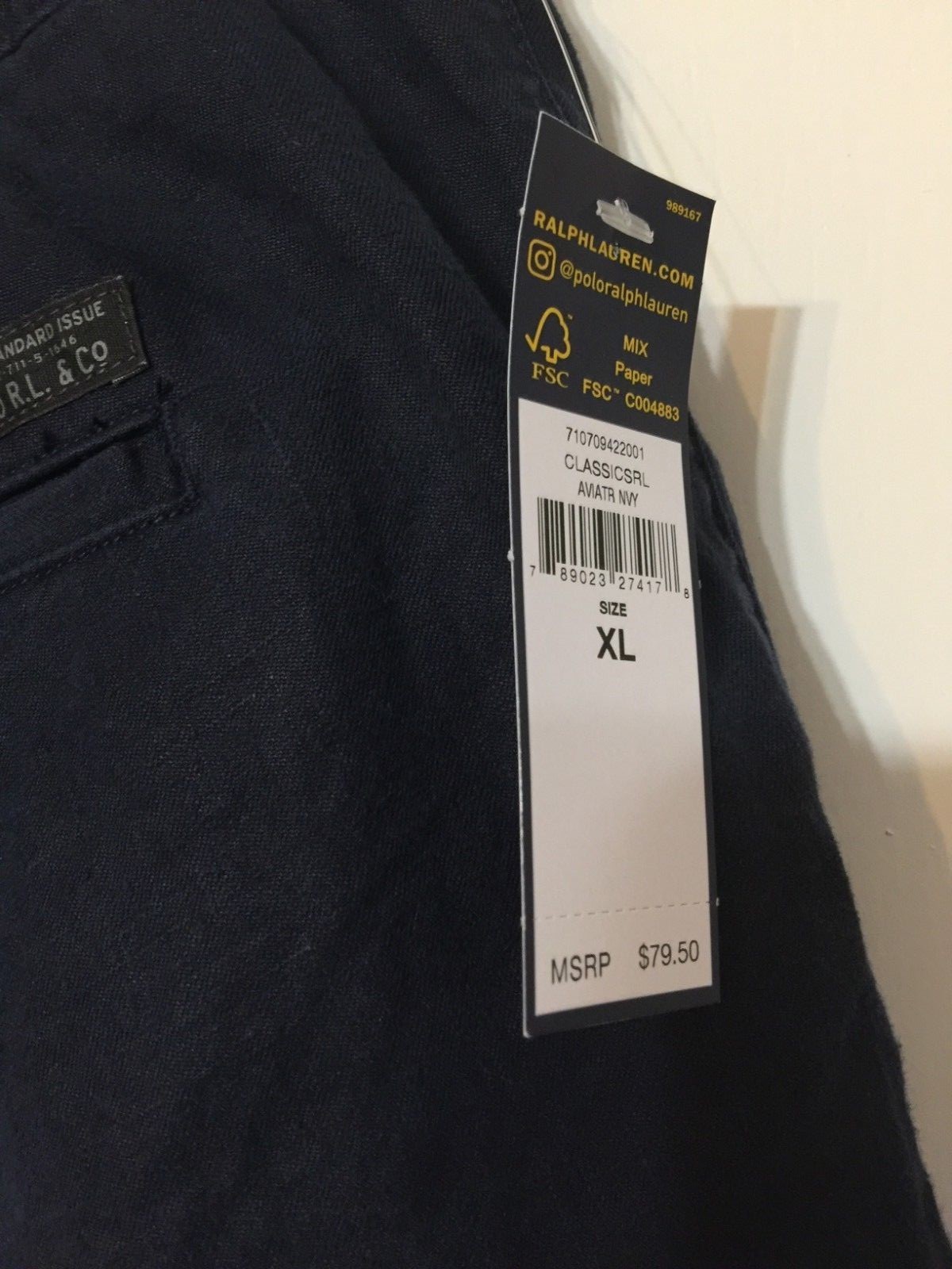 Men's POLO RALPH LAUREN Aviator Navy Linen Short XL NWT Classic Fit 9