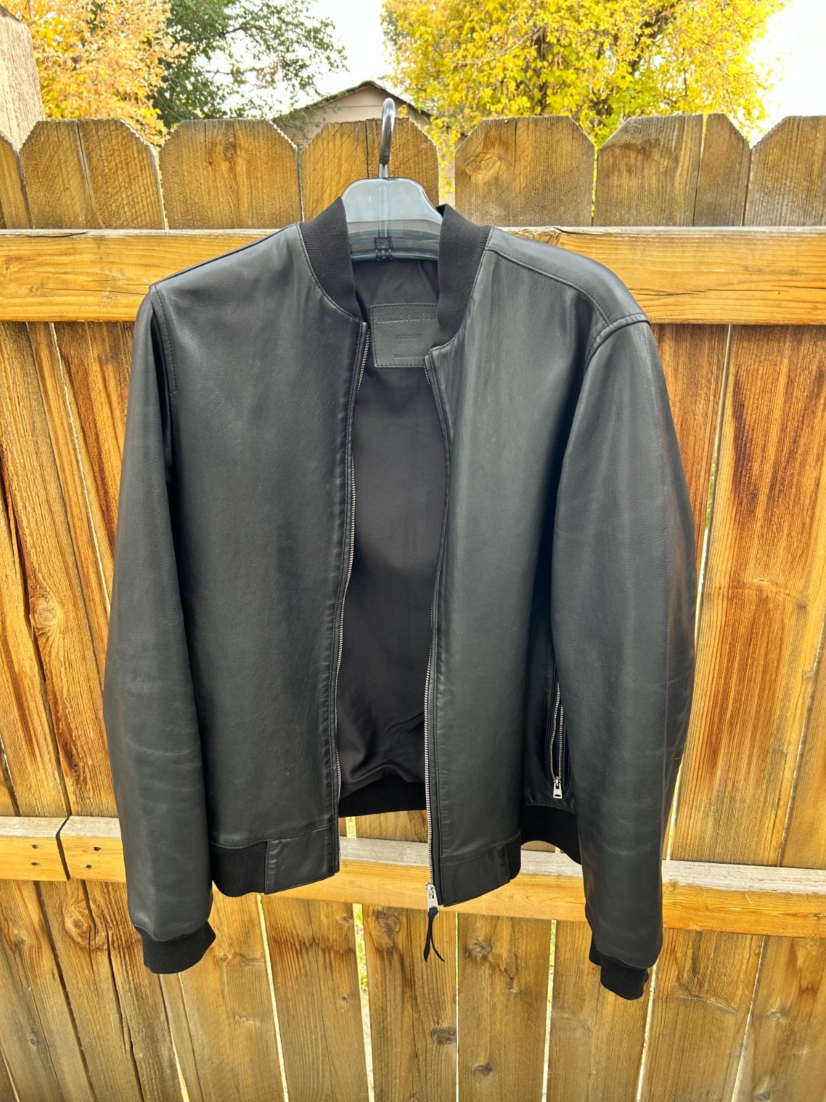 ALLSAINTS ブラック レザージャケット S NIKO BOMBER NEW AllSaints Niko Leather Bomber Jacket in Black SZ L