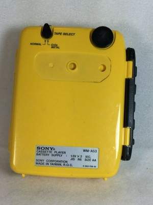 Sony WM-A53 Cassette Player Walkman Sports Yellow Tested