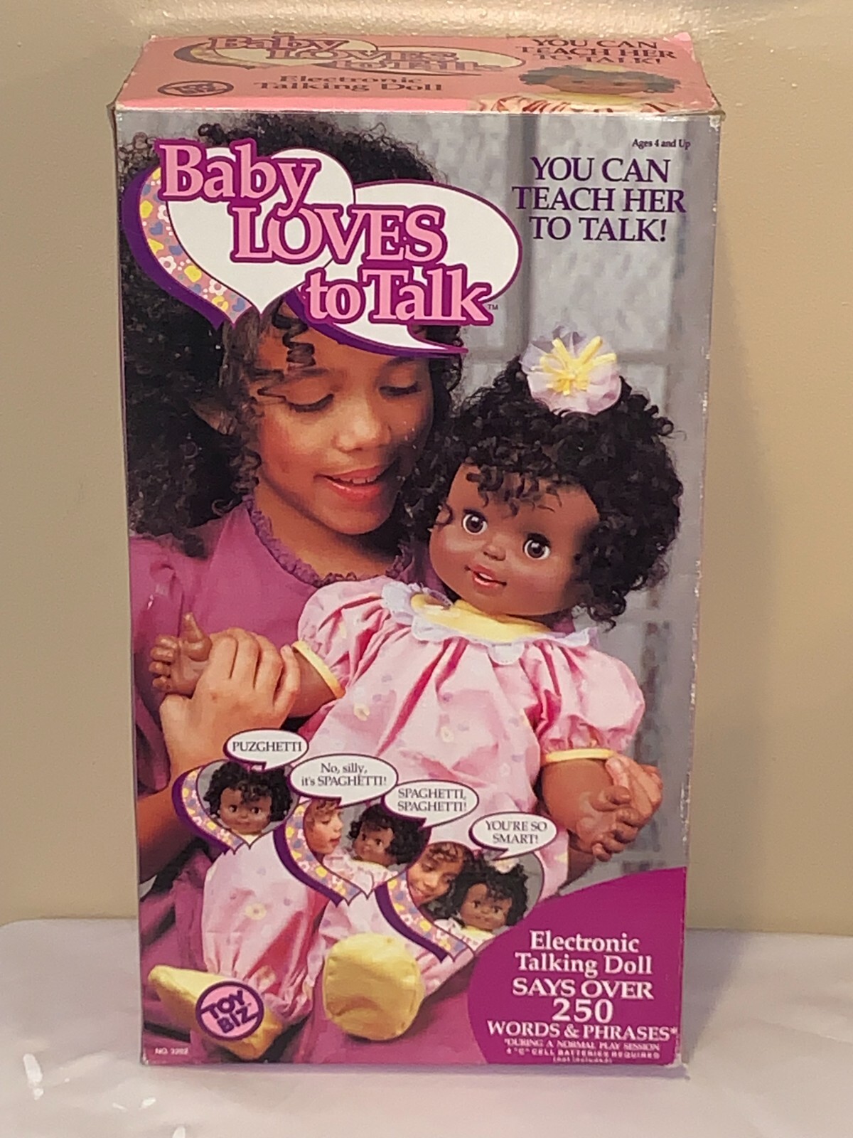 NIB 1992 AFRICAN AMERICAN BABY LOVES TO TALK ELECTRONIC TALKING DOLL TOY BIZ NEW