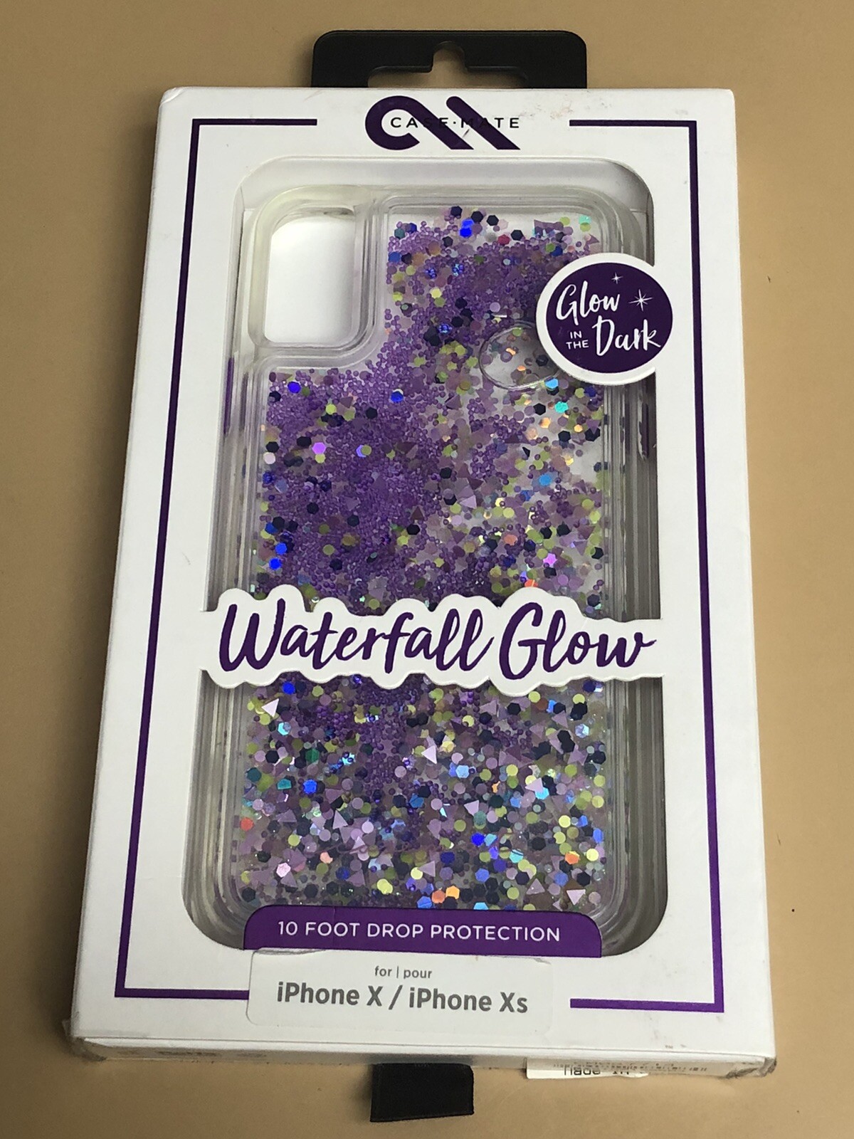Case-Mate Waterfall Case for Apple iPhone XS/X - Purple Green Glow in the Dark