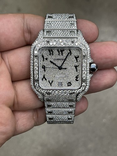 Iced Out Aftermarket Cartier WSSA0009 Santos 47.5MM Men's Iced Out Aftermarket Cartier WSSA0009 Santos 47.5MM Men's