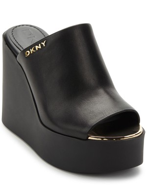 

DKNY Женские черные кожаные босоножки без шнуровки на танкетке и платформе размером 1-1/2 дюйма 9,5, Черный, K1149448