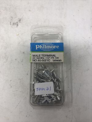 PHILMORE MALE TERMINAL 22-18 AWG .110'' .65-5021C 100PK - NOS