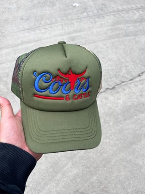 COORS AND CATTLE COUNTRY WESTERN TRUCKER GREEN SNAPBACK CAP NEW ADULT ONE SIZE