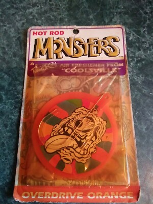 VINTAGE HOT ROD MONSTERS RENO ROTH COOLSVILLE AIR FRESHENER OVERDRIVE ORANGE