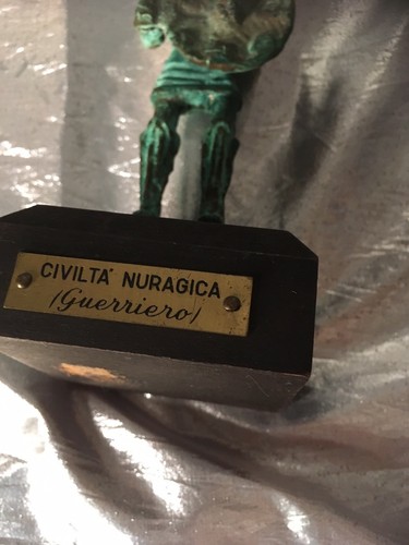 Man Shield/Staff Statue Copper Tin Italian Sardinia Civilta Nuragica Guerrero