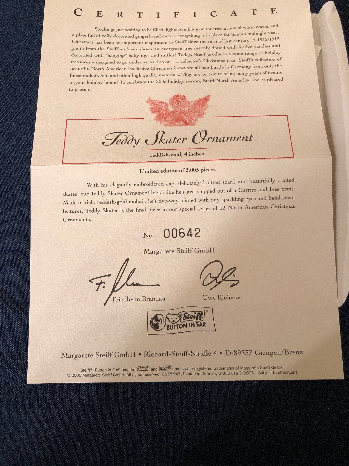 Steiff North American Christmas Exclusive 2005 EAN668050
