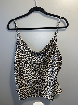 Mi Ami Francesca's Womens Leopard Print Tank Top Spaghetti Strap Cami Sz XL