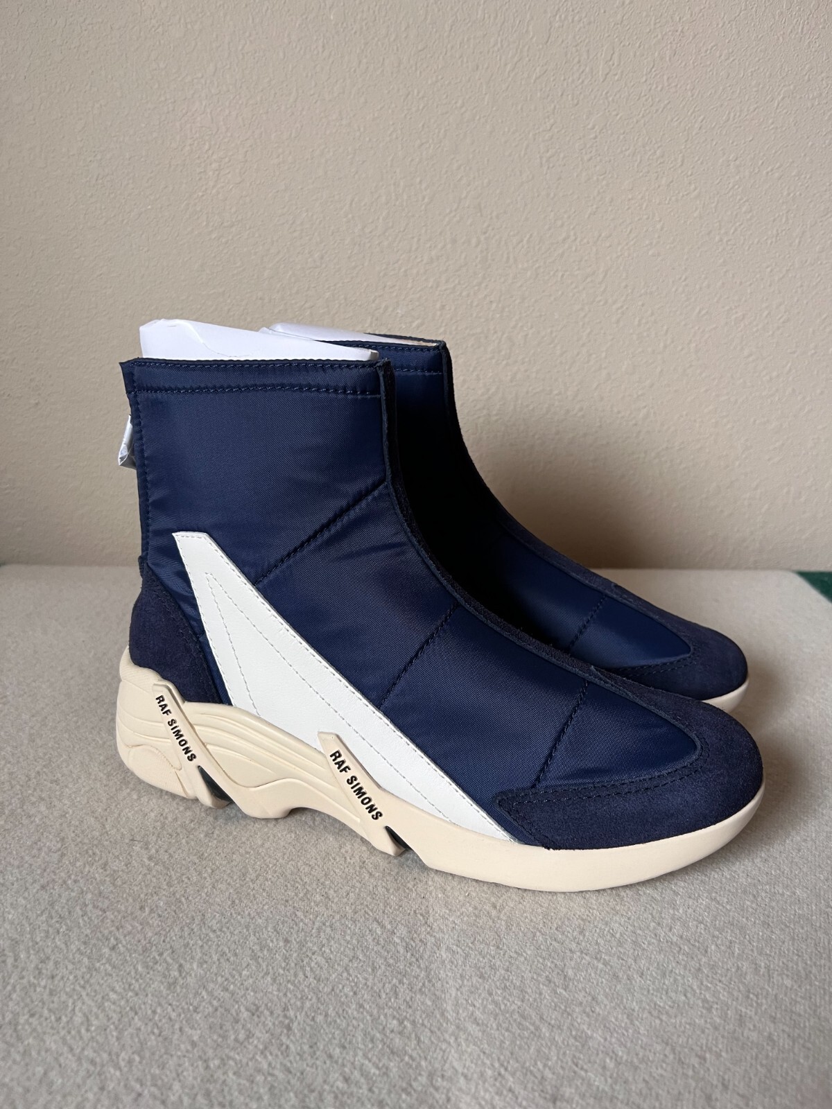 Raf Simons Cylon-22 White Orange Men 10 43 Leather High Tops