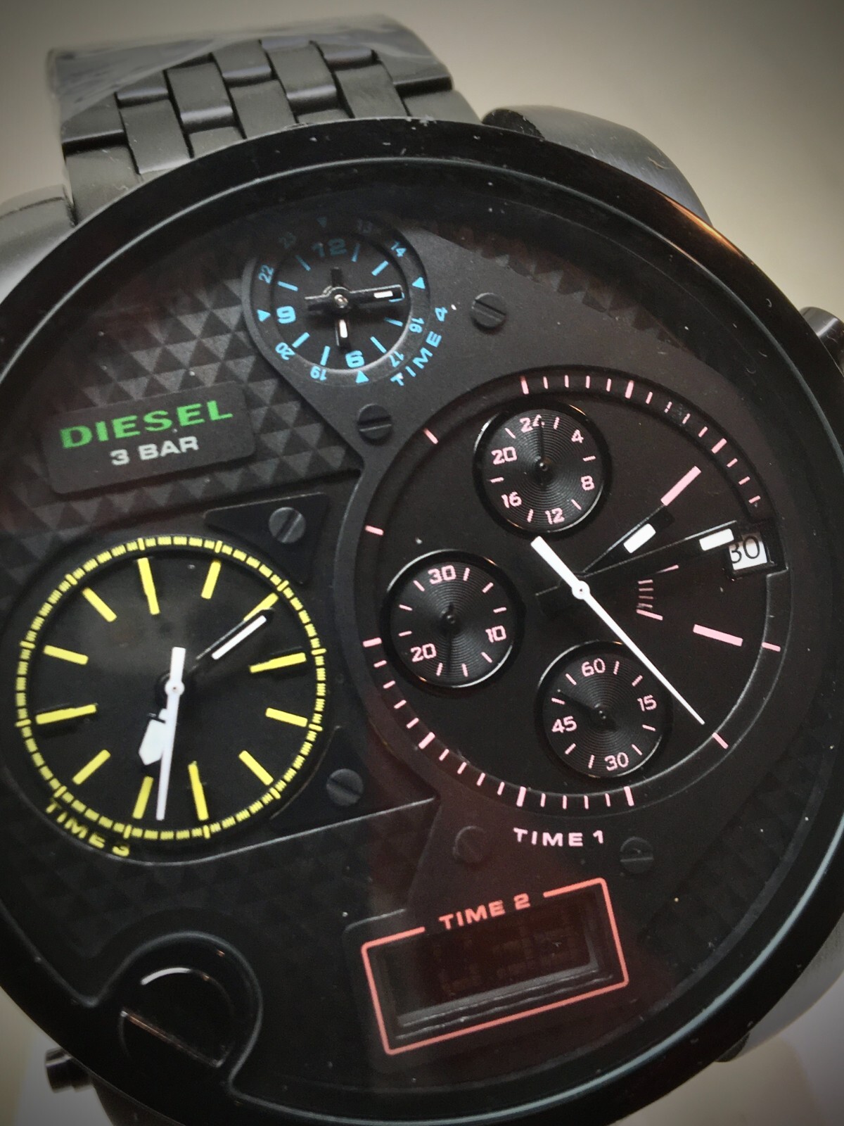 DlESEL DZ7266  Mr Daddy Chronograph Watch Black Dial /Blk Metal Band/NO BOX