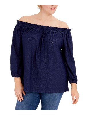 

MICHAEL MICHAEL KORS Женский темно-синий топ с открытыми плечами и рукавами 3/4 плюс, Navy