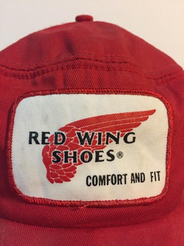 Vintage Red Wing Work Boots Hat Cap Snapback Panel Patch Trucker Red