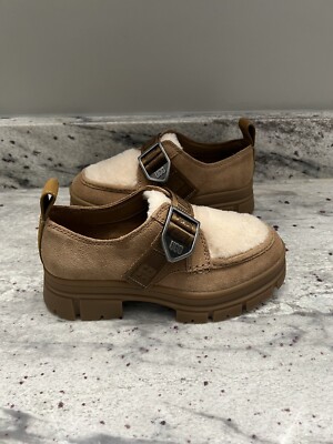 UGG Ashton Chestnut Seude Wool Block Platform Shoes Boots Women s Size 5