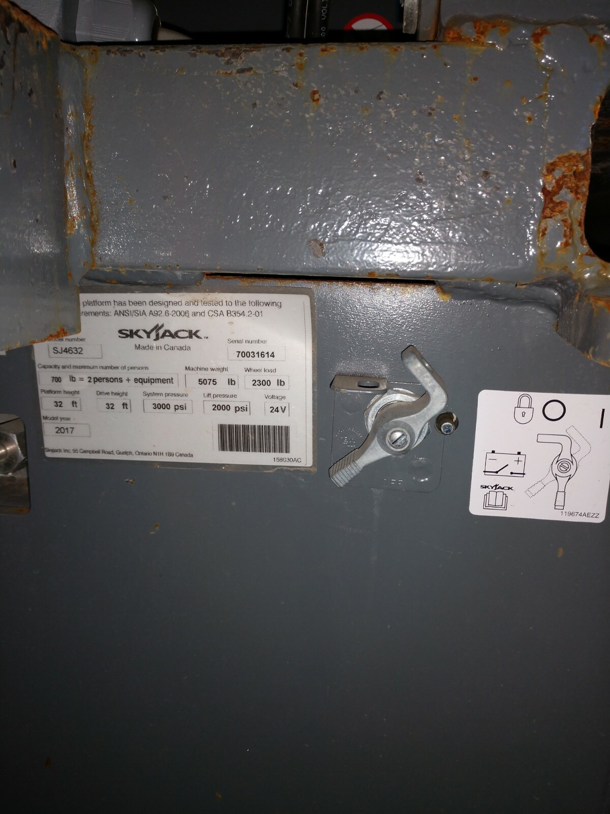 2017 Skyjack SJIII 4632 scissor lift low hours