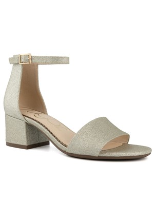 Женские босоножки SUGAR Womens Noelle с круглым носком на блочном каблуке и пряжкой, золотистый металлик, 9 М