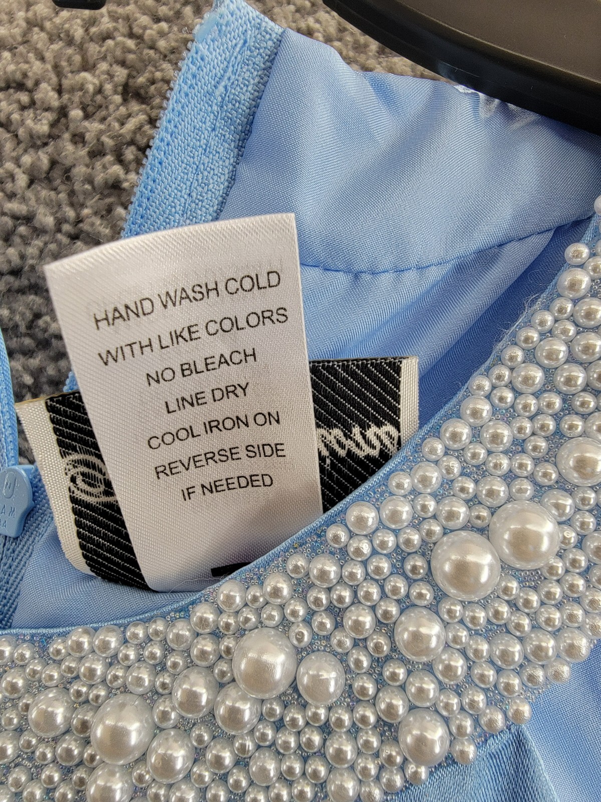 Rare Editions Sleeveless Imitation Pearl Halter Dress Big Girls 16 Blue Back Zip - Picture 10 of 16