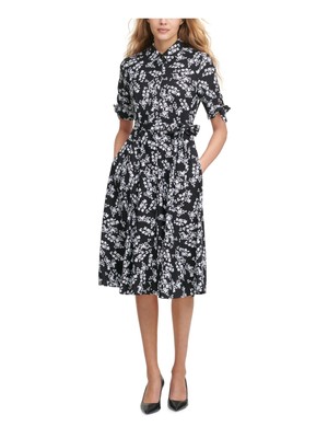 

CALVIN KLEIN Женское платье-рубашка Black Tie с коротким рукавом, Черный